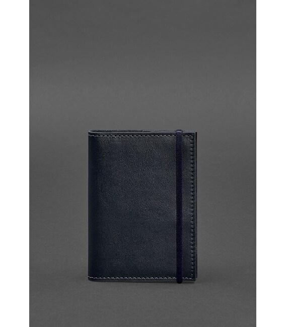 Кожаная обложка для паспорта 1.0 темно-синяя краст фото, картинка, изображение