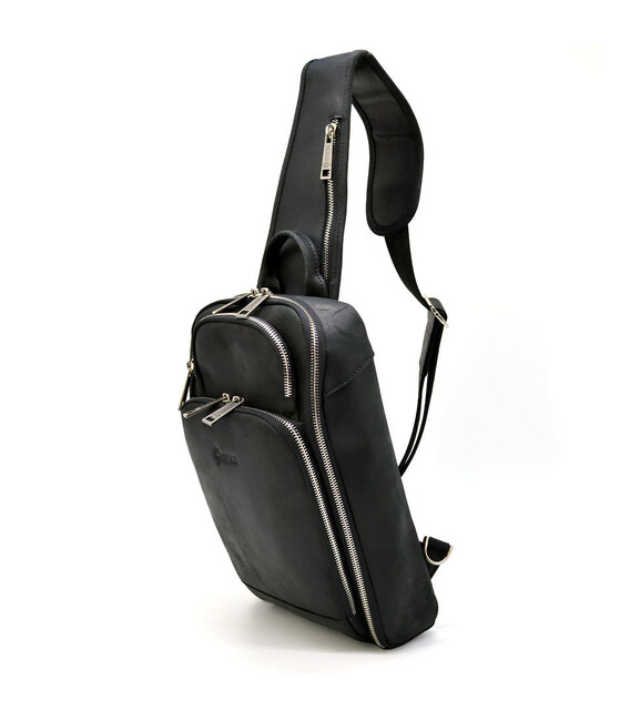 Шкіряний рюкзак Строп грудна сумка TARWA RA-0910-4lx Чорний фото, картинка, изображение