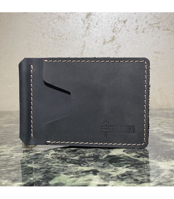 Шкіряний затискач для грошей чорний RAw-hold-001 TARWA фото, картинка, изображение