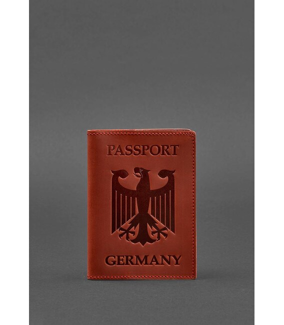 Кожаная обложка для паспорта с гербом Германии коралл Crazy Horse фото, картинка, изображение