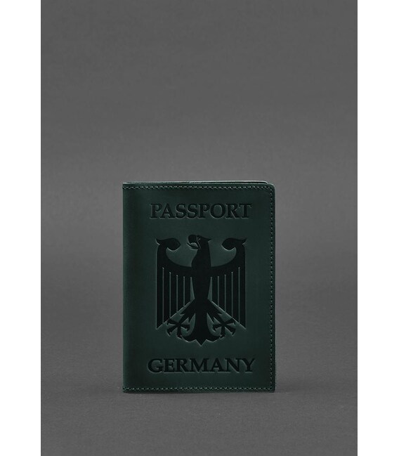 Шкіряна обкладинка для паспорта з гербом Німеччини зелена Crazy Horse картинка, зображення, фото