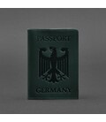 Кожаная обложка для паспорта с гербом Германии зеленая Crazy Horse картинка, изображение, фото