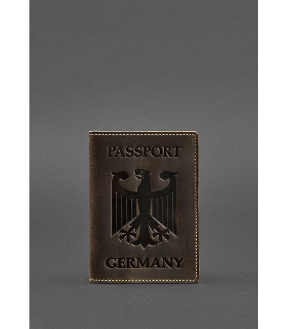Кожаная обложка для паспорта с гербом Германии темно-коричневая Crazy Horse фото, картинка, изображение
