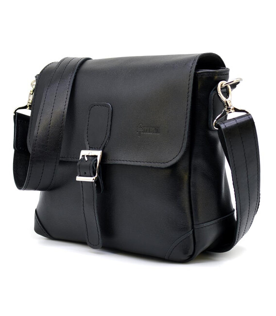 Сумка-месенджер через плече чорна гладка шкіра наппа GA-1309-3md TARWA фото, картинка, изображение