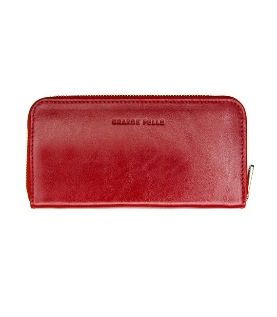 Портмоне на блискавці Grande Pelle Serpente 532660 глянцева шкіра червоний фото, картинка, изображение