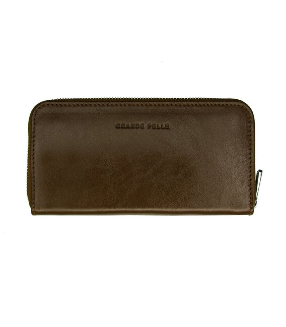 Портмоне на блискавці Grande Pelle Serpente 200х105 мм глянцева шкіра шоколад фото, картинка, изображение