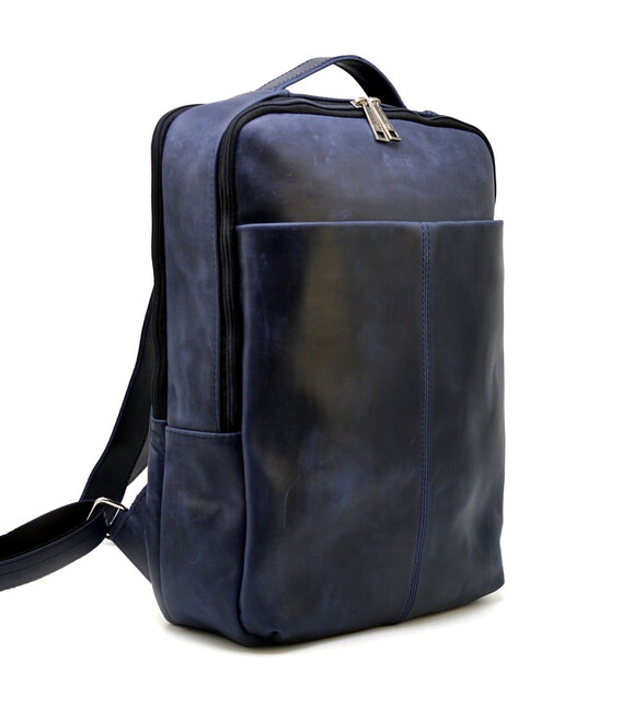 Шкіряний рюкзак синій унісекс TARWA RK-7280-3md картинка, зображення, фото