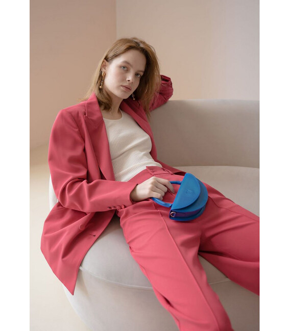 Женская кожаная мини-сумка Сhris micro ярко-синяя фото, картинка, изображение