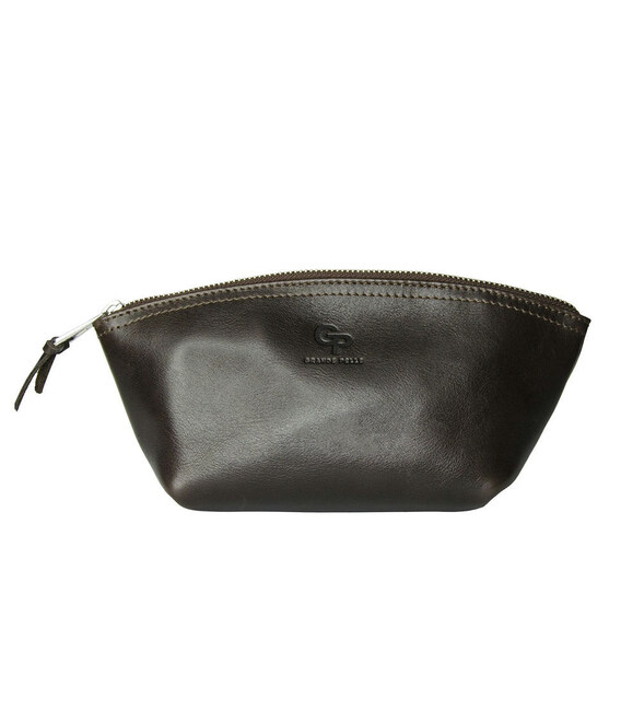 Косметичка Grande Pelle 805620 глянцева шкіра шоколад фото, картинка, изображение