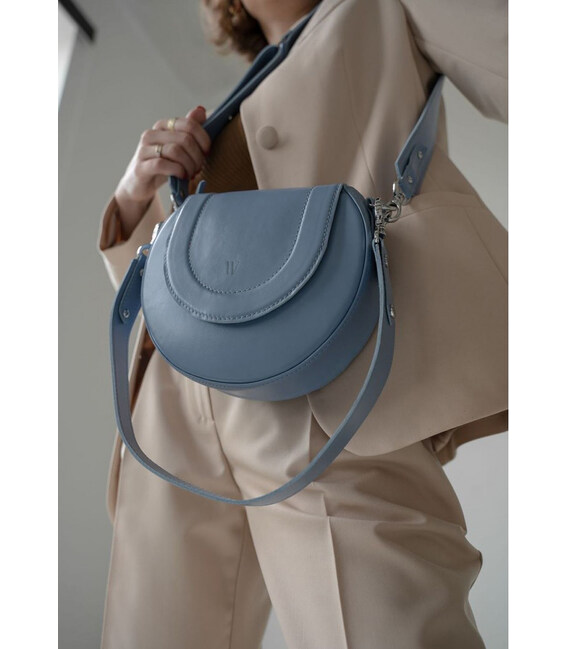 Женская кожаная сумка Mandy голубая фото, картинка, изображение