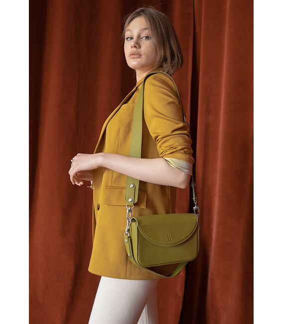 Женская кожаная сумка Molly оливковая фото, картинка, изображение