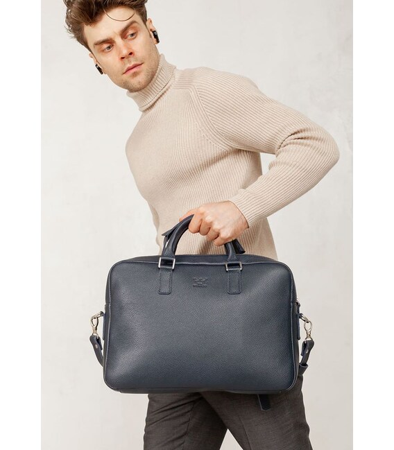 Кожаная деловая сумка Briefcase 2.0 синий Флотар фото, картинка, изображение