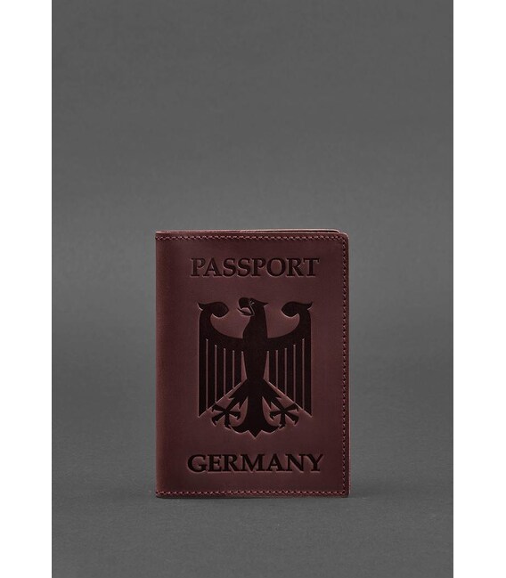 Шкіряна обкладинка для паспорта з гербом Німеччини бордова Crazy Horse картинка, зображення, фото