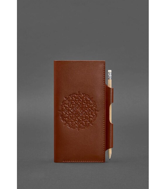 Шкіряний тревел-кейс 3.0 світло-коричневий з мандалою краст картинка, зображення, фото