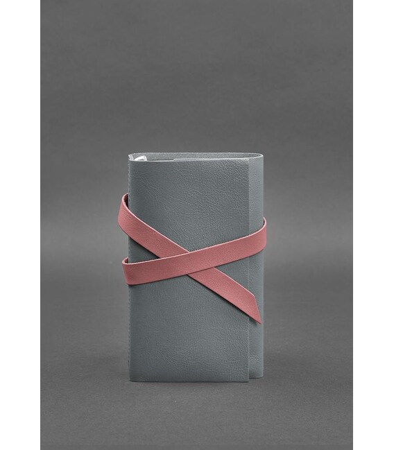 Женский кожаный блокнот (Софт-бук) 1.0 Серый с розовым фото, картинка, изображение