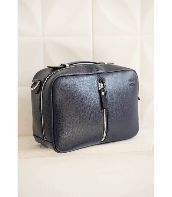 Женская кожаная сумка Avenue синяя Saffiano фото, картинка, изображение