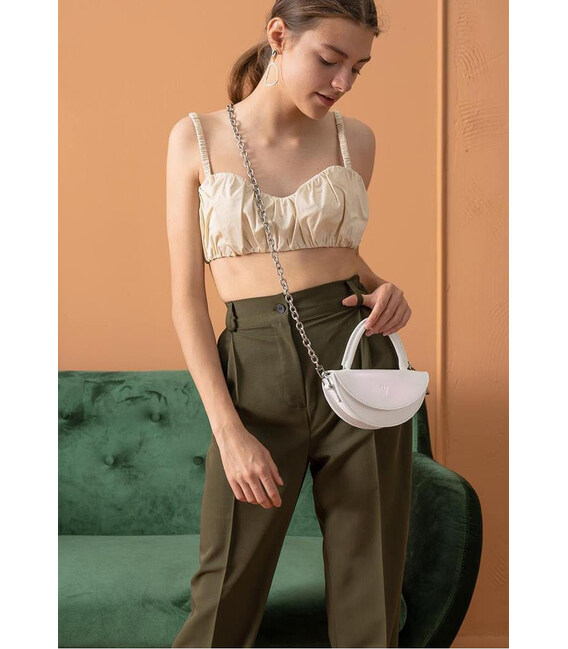 Женская кожаная мини-сумка Сhris micro белая фото, картинка, изображение