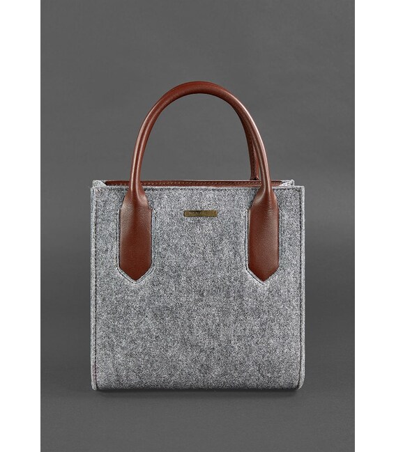 Фетрова жіноча сумка-кроссбоді Blackwood з шкіряними коричневими вставками картинка, зображення, фото