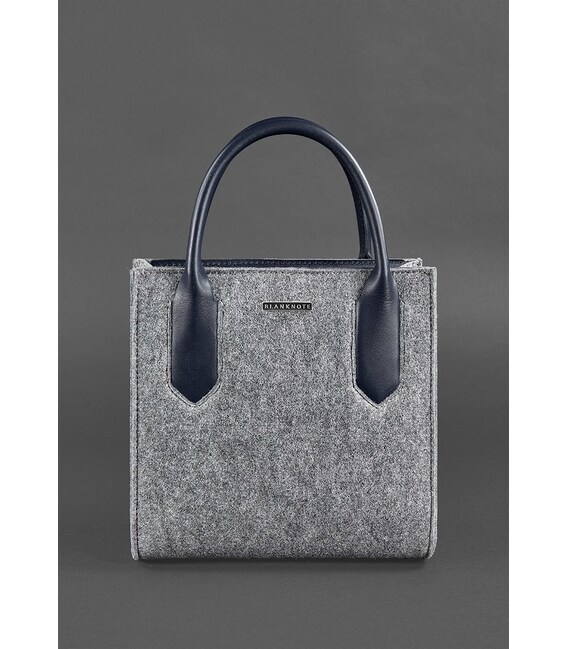 Фетровая женская сумка-кроссбоди Blackwood с кожаными синими вставками фото, картинка, изображение