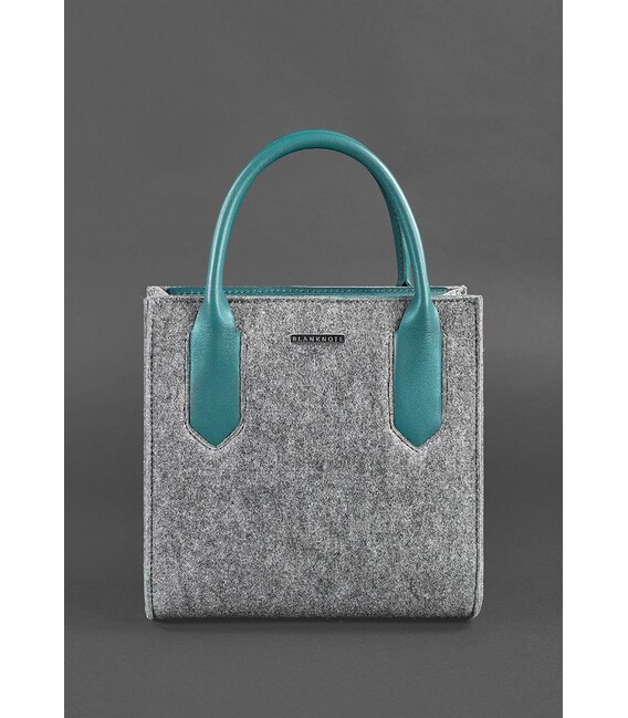 Фетровая женская сумка-кроссбоди Blackwood с кожаными бирюзовыми вставками фото, картинка, изображение