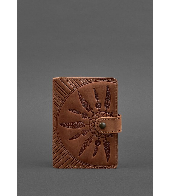 Жіноча шкіряна обкладинка для паспорта 3.0 Інді коричнева картинка, зображення, фото