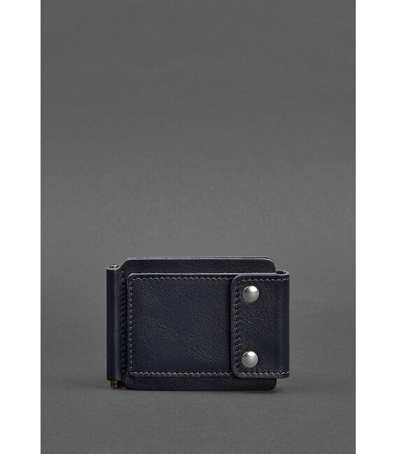 Мужское кожаное портмоне 10.0 зажим для денег темно-синий фото, картинка, изображение