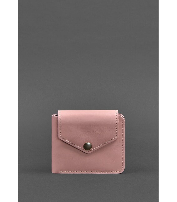 Кожаное портмоне 4.2 на кнопке розовое фото, картинка, изображение