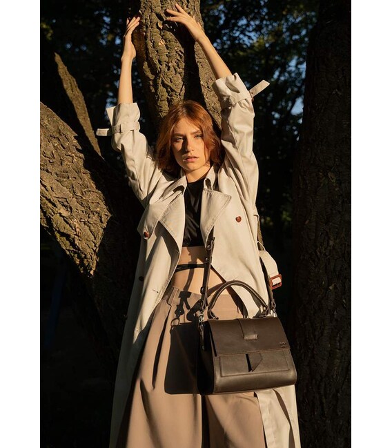 Жіноча шкіряна сумка Ester темно-коричнева краст картинка, зображення, фото