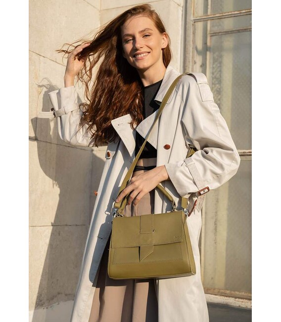 Жіноча шкіряна сумка Ester оливкова картинка, зображення, фото