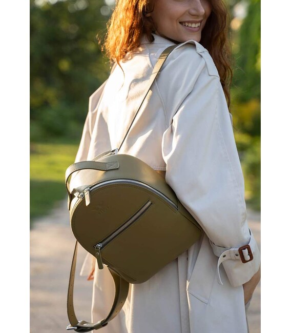 Кожаный рюкзак Groove S оливковый фото, картинка, изображение