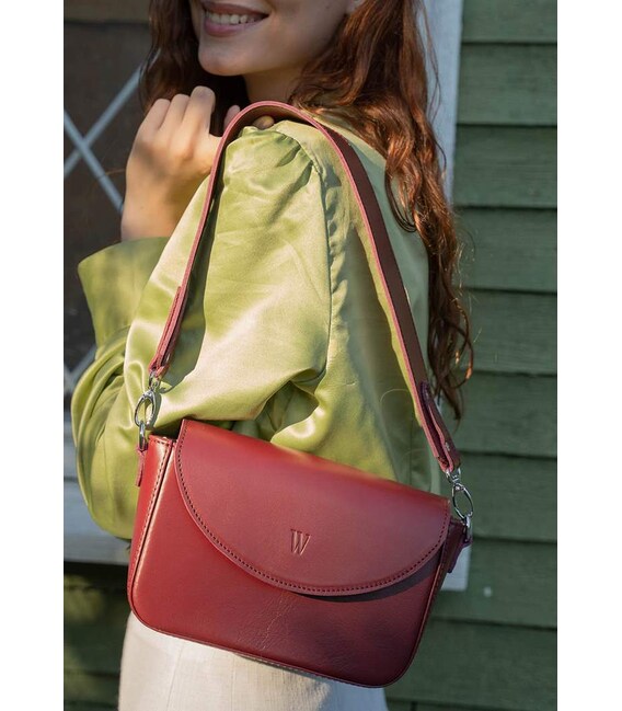 Женская кожаная сумка Molly бордовая фото