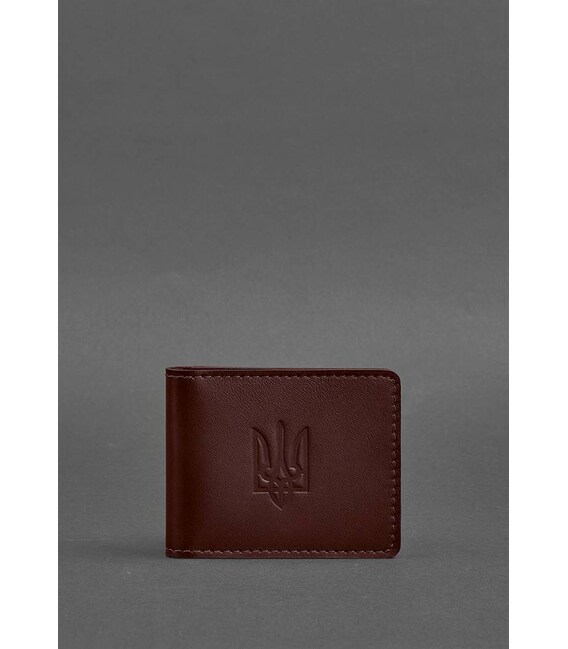 Кожаная обложка для удостоверения с гербом бордовая фото, картинка, изображение