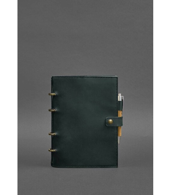 Шкіряний блокнот з датованим блоком (Софт-бук) 9.1 зелений Crazy Horse картинка, зображення, фото