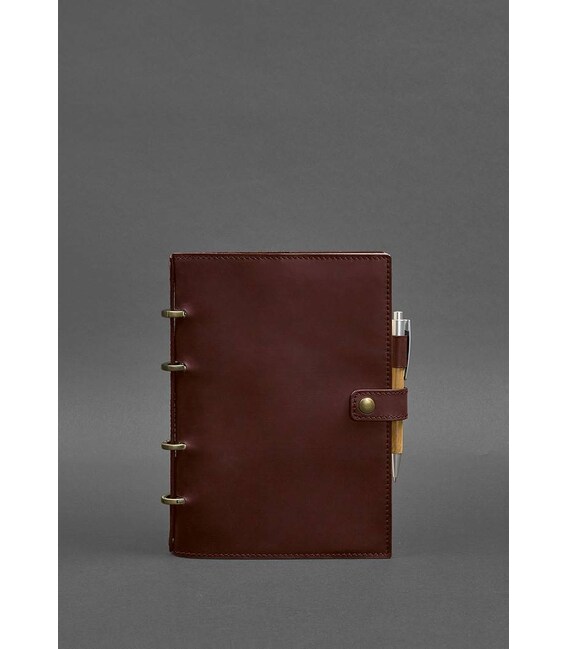 Шкіряний блокнот з датованим блоком (Софт-бук) 9.1 бордовий Crazy Horse картинка, зображення, фото