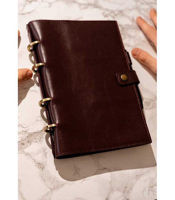 Кожаный блокнот с датированным блоком (Софт-бук) 9.1 бордовый фото, картинка, изображение