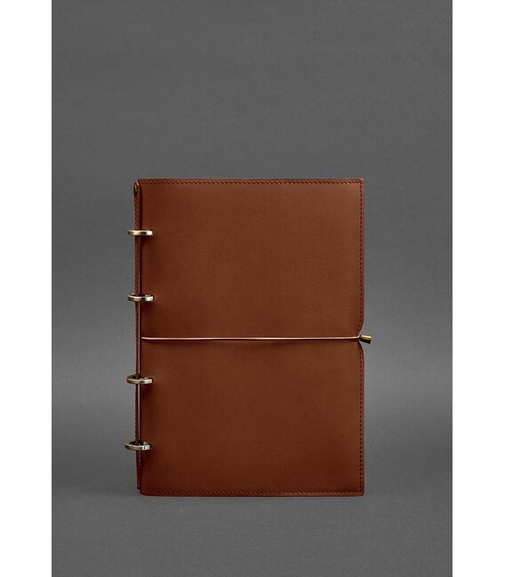 Кожаный блокнот А4 на кольцах (софт-бук) 9.0 в мягкой обложке светло-коричневый Краст фото, картинка, изображение