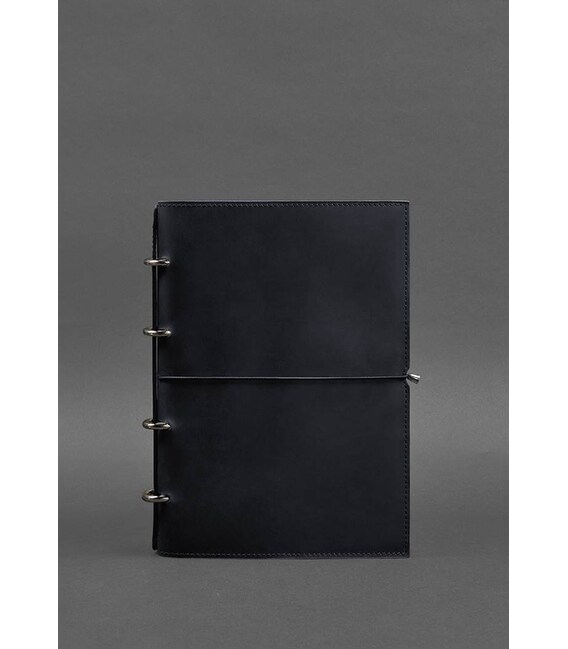 Шкіряний блокнот А4 на кільцях (Софт-бук) 9.0 в м'якій обкладинці синій Crazy Horse картинка, зображення, фото