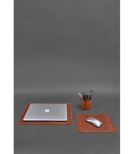 Настольный набор из натуральной кожи 1.0 светло-коричневый Crazy Horse фото, картинка, изображение