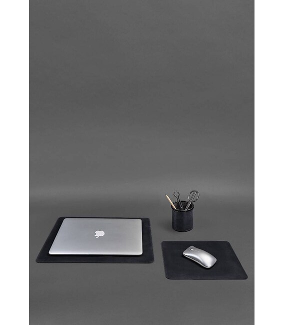 Настольный набор из натуральной кожи 1.0 синий Crazy Horse фото, картинка, изображение