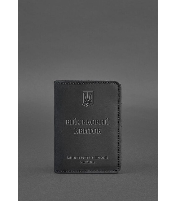 Кожаная обложка для военного билета 7.0 черная Crazy Horse фото, картинка, изображение