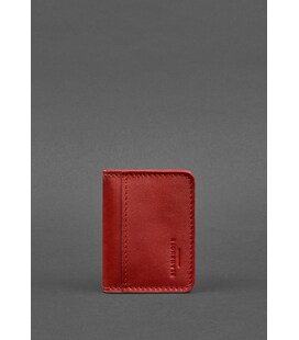 Шкіряна обкладинка для ID-паспорта і водійського повсідчення 4.1 червона з гербом картинка, зображення, фото