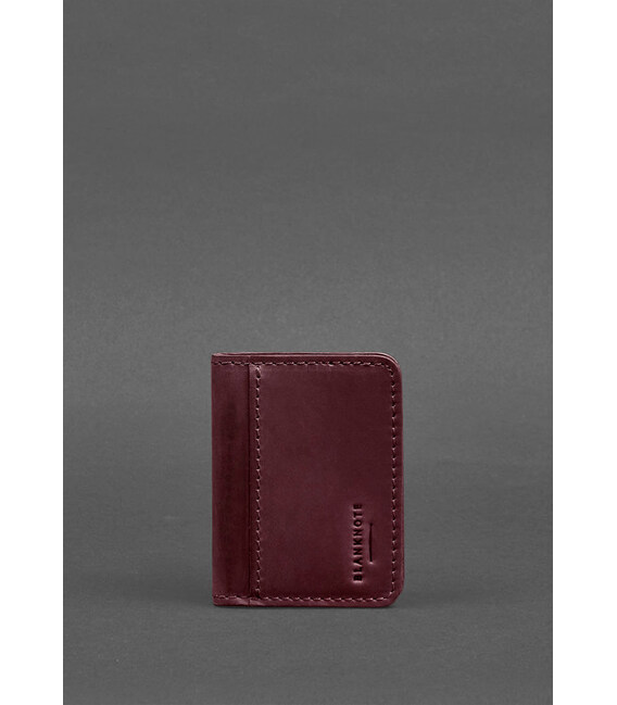 Шкіряна обкладинка для ID-паспорта і водійського повсідчення 4.1 бордова Crazy Horse з гербом картинка, зображення, фото