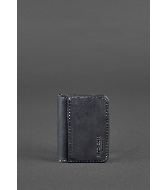 Кожаная обложка для ID-паспорта и водительских прав 4.1 синяя Crazy Horse с гербом фото, картинка, изображение