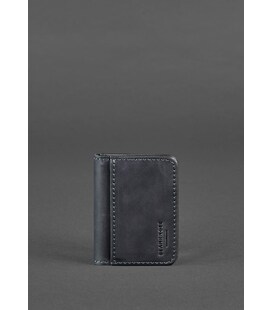 Шкіряна обкладинка для ID-паспорта і водійського повсідчення 4.1 синя Crazy Horse з гербом картинка, зображення, фото