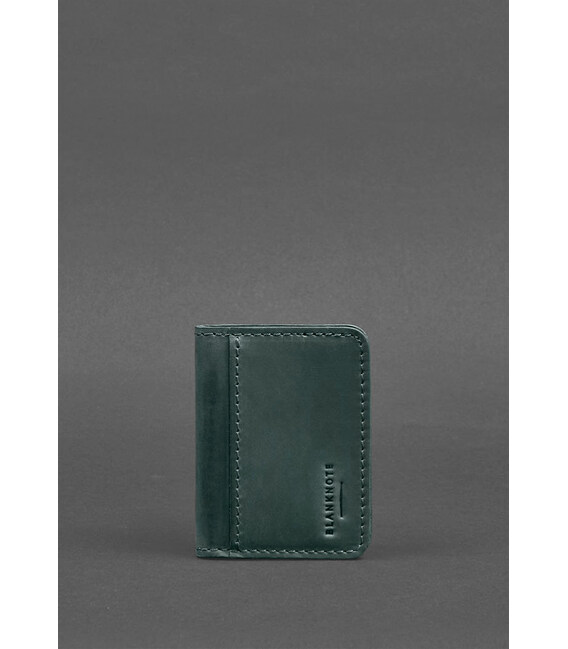 Шкіряна обкладинка для ID-паспорта і водійського повсідчення 4.1 зелена Crazy Horse з гербом картинка, зображення, фото