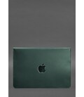 Кожаный чехол-конверт на магнитах для MacBook 14 Зеленый Crazy Horse фото, картинка, изображение