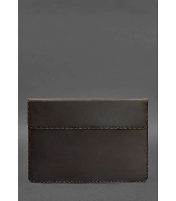 Шкіряний чохол-конверт на магнітах для MacBook 14 Темно-коричневий Crazy Horse картинка, зображення, фото