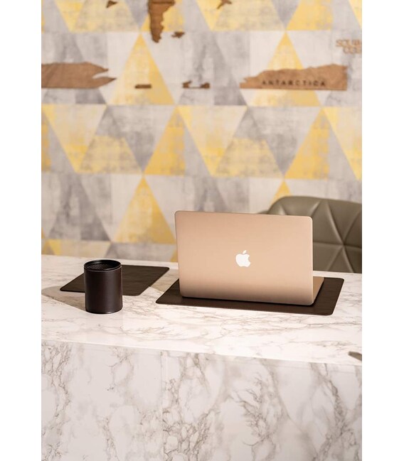 Набор для рабочего стола из натуральной кожи 1.0 темно-коричневый краст фото, картинка, изображение