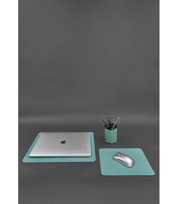 Набір для робочого столу з натуральної шкіри 1.0 бірюзовий краст картинка, зображення, фото