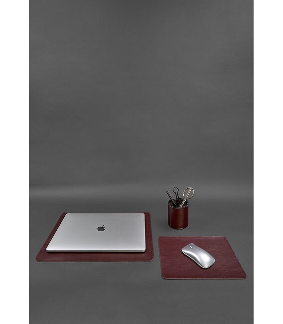 Настільний набір з натуральної шкіри 1.0 бордовий краст картинка, зображення, фото